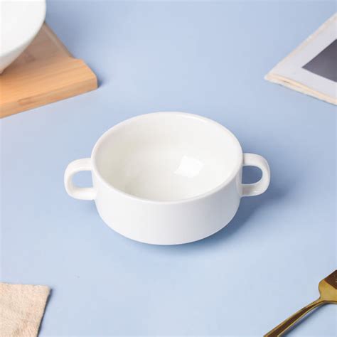 Classic Pearly White Soup Bowl With Handles 200 ml