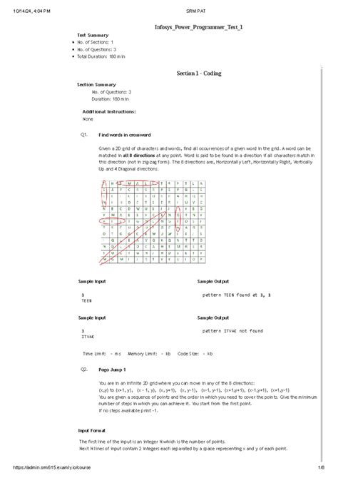 Infosys - Power Programmer Test (Coding Section) Solutions & Key - Studocu