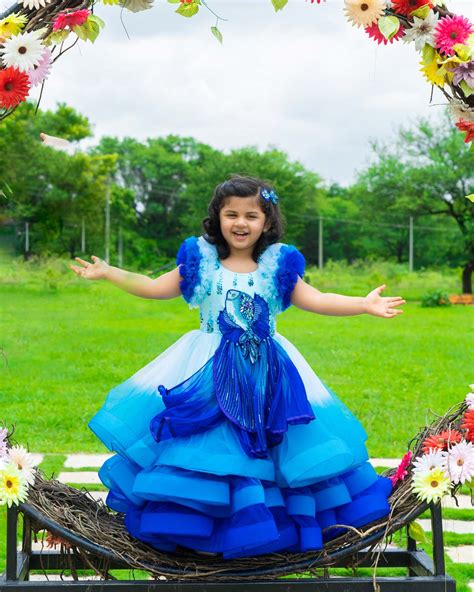 Kids Blue Gradient Gown Online | Designer Kids Clothes Online in India ...