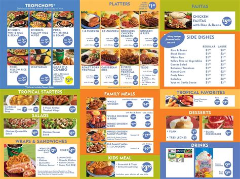 Menu at Pollo Tropical fast food, Miami, 8975 S Dixie Hwy