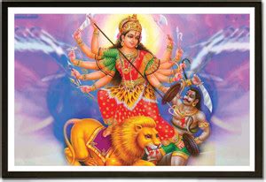 Framed Maa Durgaa and Mahishasur Fine Art Print - Religious posters in ...