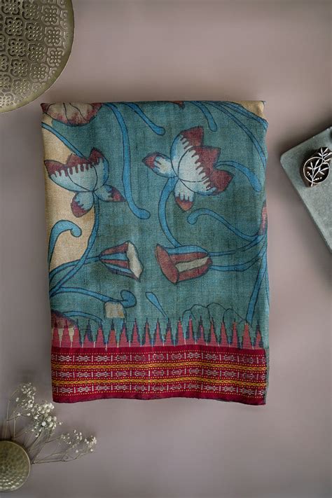 Sarees - Buy Painted Kalamkari Tussar Silk Sarees - Matkatus