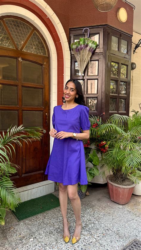 Purple Schiffli Bow Cotton Dress – Regular – The Wink Label