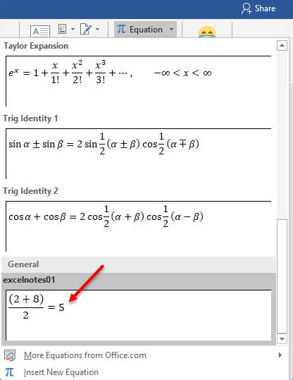 Image result for Add Equation in Word