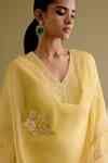 Buy Yellow , Chanderi, Organza Embroidery V-neck Thread Kurta Palazzo ...