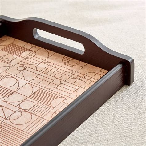 Buy Zenith Lineart Wooden Geometric Print Serving Tray - 40x26x6cm from ...