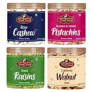 YUM YUM Premium Dry Fruits Combo Pack of 4 | Cashew 200gram, Pistachios ...