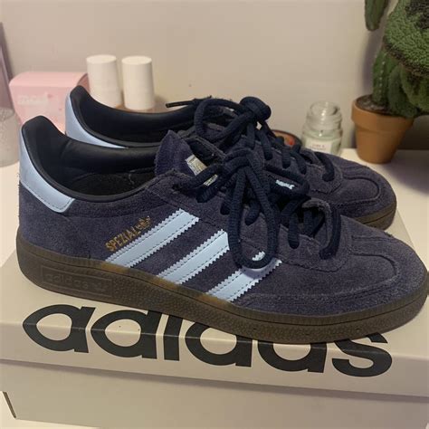 Adidas Spezials Navy and light blue US size 6 UK... - Depop