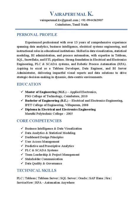 VAI K. Resume: Data Analytics & BI Expertise Overview - Studocu
