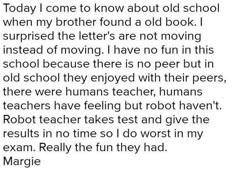 1.Imagine you are Margie write a diary entry expressing your feelings ...