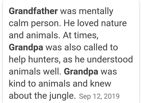 Write the character sketch of grandfather in brief - Brainly.in
