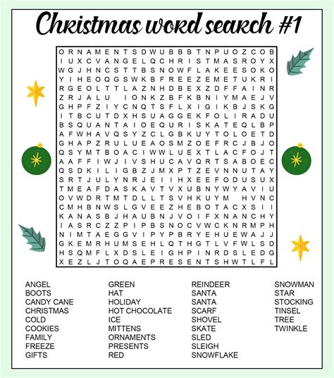 Free Printable Christmas Word Search - Printable JD