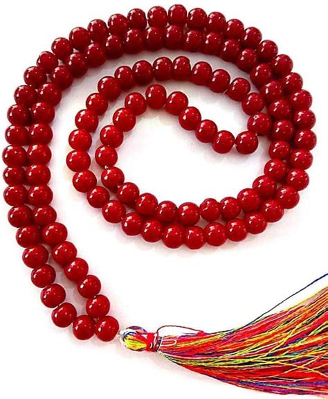 SHREENATHJI Red Buddhist Stone Japa Mala for Mantra Chanting 108+1 ...