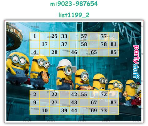 kukuba grid | Tambola Housie | Minion Designs