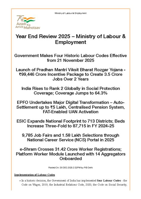 Ministry of Labour Employment Year-End Review 2025: Key Reforms and ...