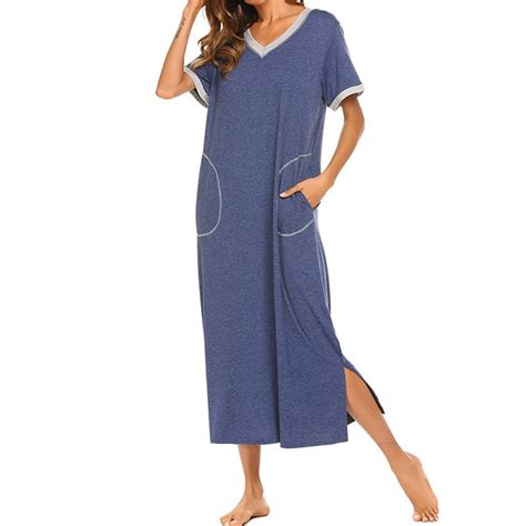 Lolmot Long Cotton Nightgown For Women Ultra-Soft Short Sleeve ...