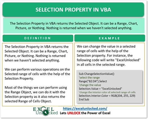 Image result for Excel VBA Selection Object Methods List