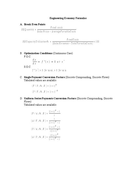 Image result for Engineering Economics Formulas PDF