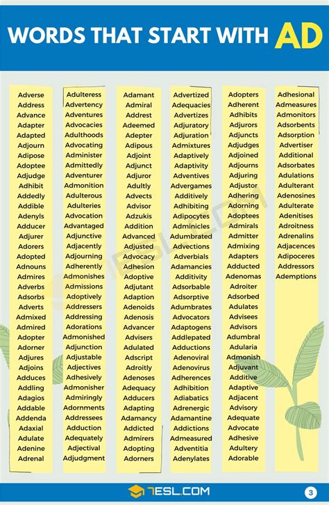 Words that Start with AD (646 Words in English) • 7ESL