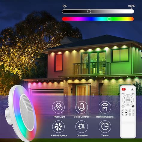 Breezary 20-in Matte White with Clear Blades Color-changing Integrated ...