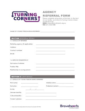 Fillable Online bravehearts org AGENCY REFERRAL FORM Fax Email Print ...