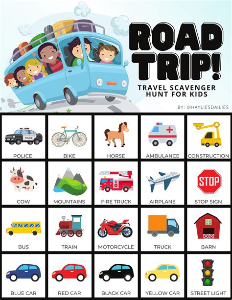 Road Trip Scavenger Hunt Printable Printable Road Trip Scavenger Hunt