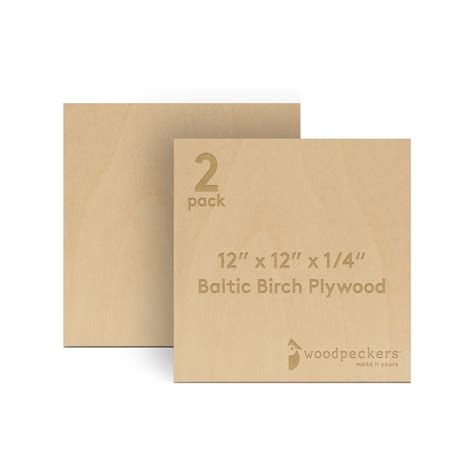 Baltic Birch Plywood, 12 x 12 x 1/4 Inch - 6 mm Craft Wood, Box of 2 B ...