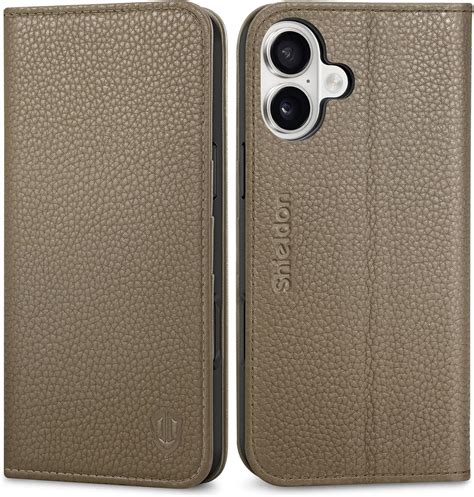 Amazon.com: SHIELDON Wallet Case for iPhone 16 Plus 6.7", Genuine Leather Book Cover RFID ...