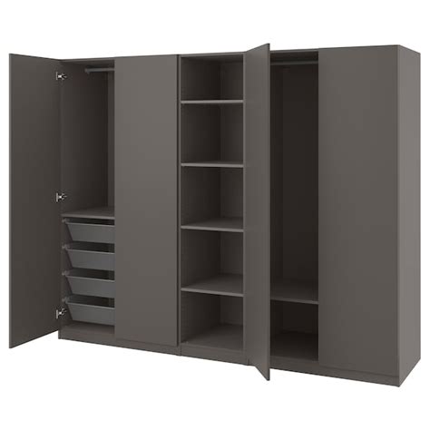 PAX / FORSAND wardrobe, dark grey/dark grey, 250x60x201 cm (983/8x235 ...