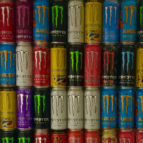 Stacked Cans of Monster Energy Drink