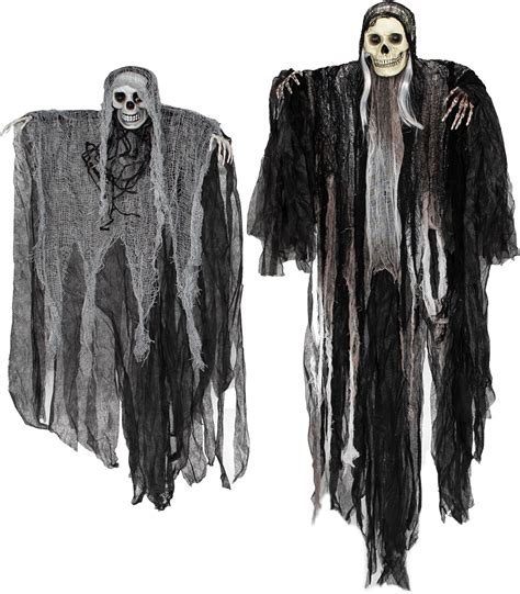 Dakota Fields 2 Pcs Halloween Hanging Grim Reaper Decorations Outdoor 53” And 31.5" Halloween ...