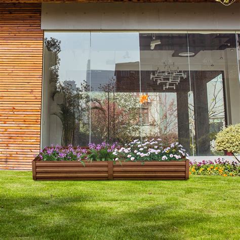 Buy Outdoor 8x2 Ft Metal Raised Garden Bed Patio Large Frame Planters ...