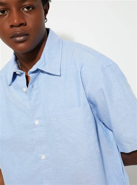 URB_N Men Boxt Fit Solid Casual Shirt | Blue | Solid