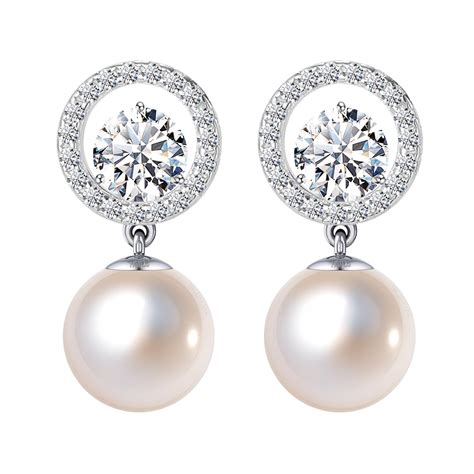 HIGHSPARK 925 Silver Solitaire Pearl Earrings | 92.5 Sterling Silver ...