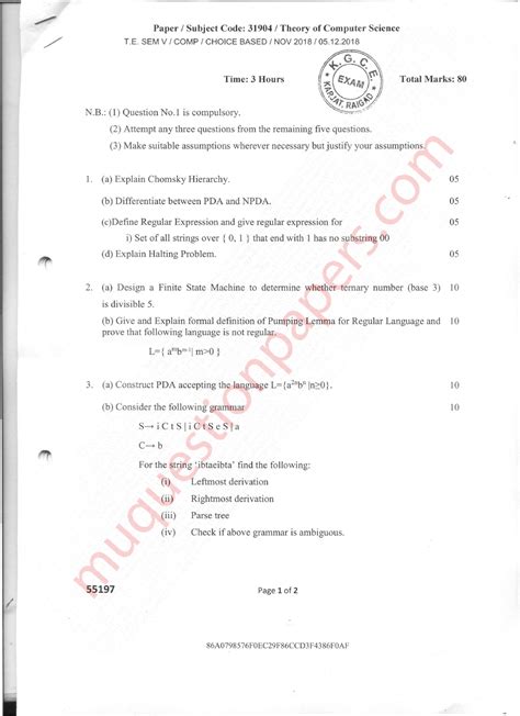 TE-Comps SEM5 TCS- Cbcgs DEC18 - Theory Of Computer Science - Studocu