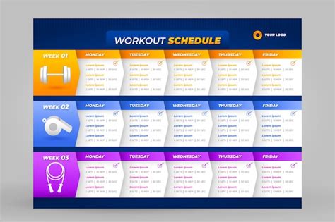 Gradient workout routine schedule template | Free Vector