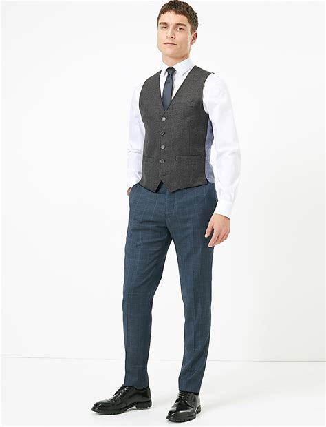 Buy Slim Fit Textured Waistcoat at Marks & Spencer