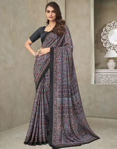 Buy Samah Paisley, Floral Print, Geometric Print Daily Wear Silk Blend ...