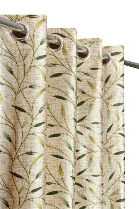 Buy RED RIBBON DECOR Elegant Printed Leaves Light Filtering Door Eyelet ...