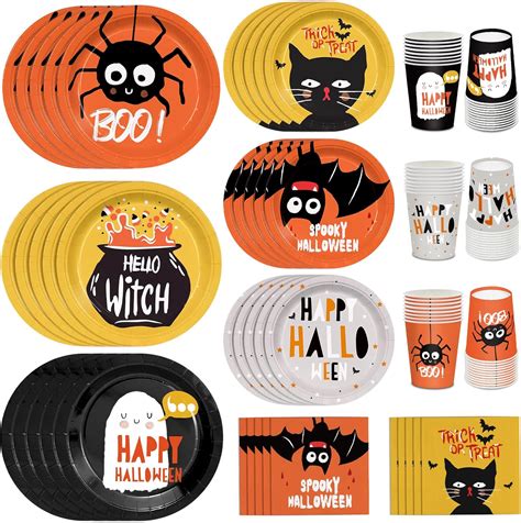 Amazon.com: Halloween Party Plates and Napkins 121pcs Halloween Boo ...