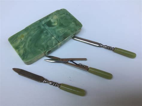 Small Vintage Manicure Set in Travel Case Swirl Celluloid in - Etsy India
