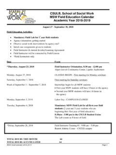 CSULB, School of Social Work MSW Field Education Calendar ... / csulb ...