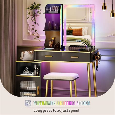 HWB Vanity Desk with Mirror and Lights - Modern India | Ubuy