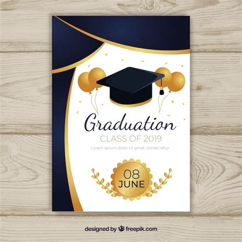 Graduation invitation template with flat design | Premium Vector