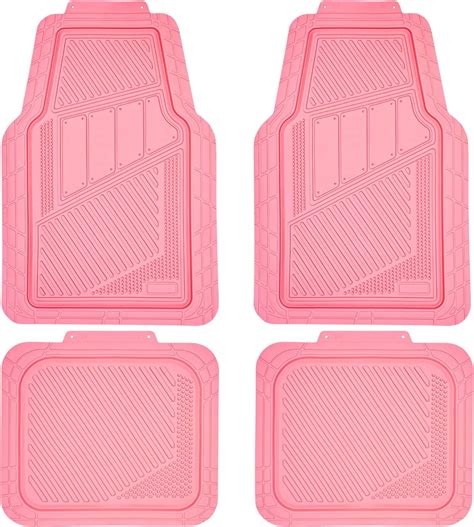 Heavy Duty Rubber Floor Mats 4-Piece,Pink Car Mats Full Sets Anti-Slip ...