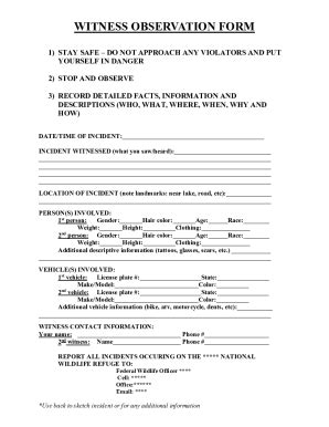 Fillable Online WITNESS OBSERVATION FORM Fax Email Print - pdfFiller