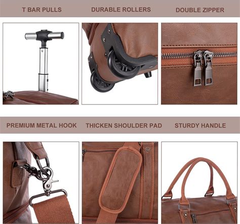 Buy Leather Duffle Bag with Rollers, Waterproof Duffle Bags for Travel ...
