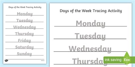 Dyslexic Days of the Week Tracing Activity (teacher made)