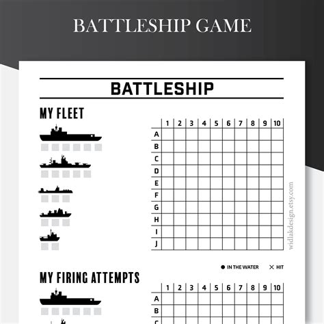 Printable Battleship Game, Small Game, Battleship Board Game, 2 ...