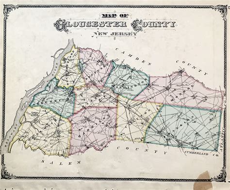 Gloucester County Map, Original 1876 New Jersey Atlas, Deptford ...